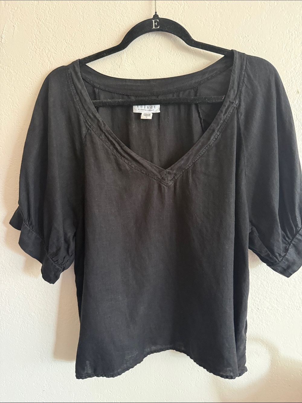 Velvet by Graham & Spencer Black V-Neck Relaxed Blouse